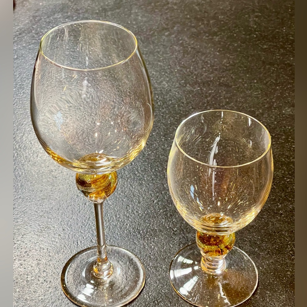Pair hand-blown Wine Glasses